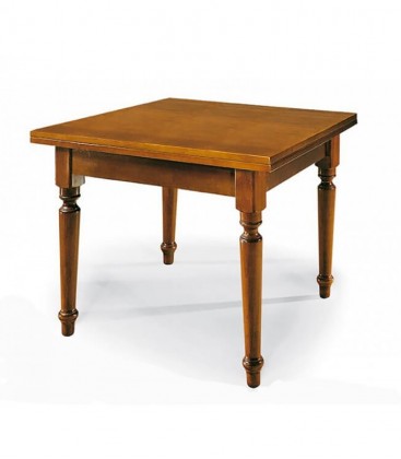 Set Tavolo quadrato allungabile piede tornito + Sedie Venezia seduta paglia Noce