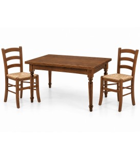 Set Tavolo da cucina 160 x 85 allungabile + 6 Sedie Legno massello