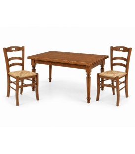 Set Tavolo da cucina 160 x 85 allungabile + 6 Sedie Legno massello