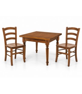 Set Tavolo quadrato allungabile piede tornito + Sedie Venezia seduta massello Noce