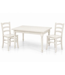 Set Tavolo rettangolare allungabile + Sedie Venezia seduta massello Bianco