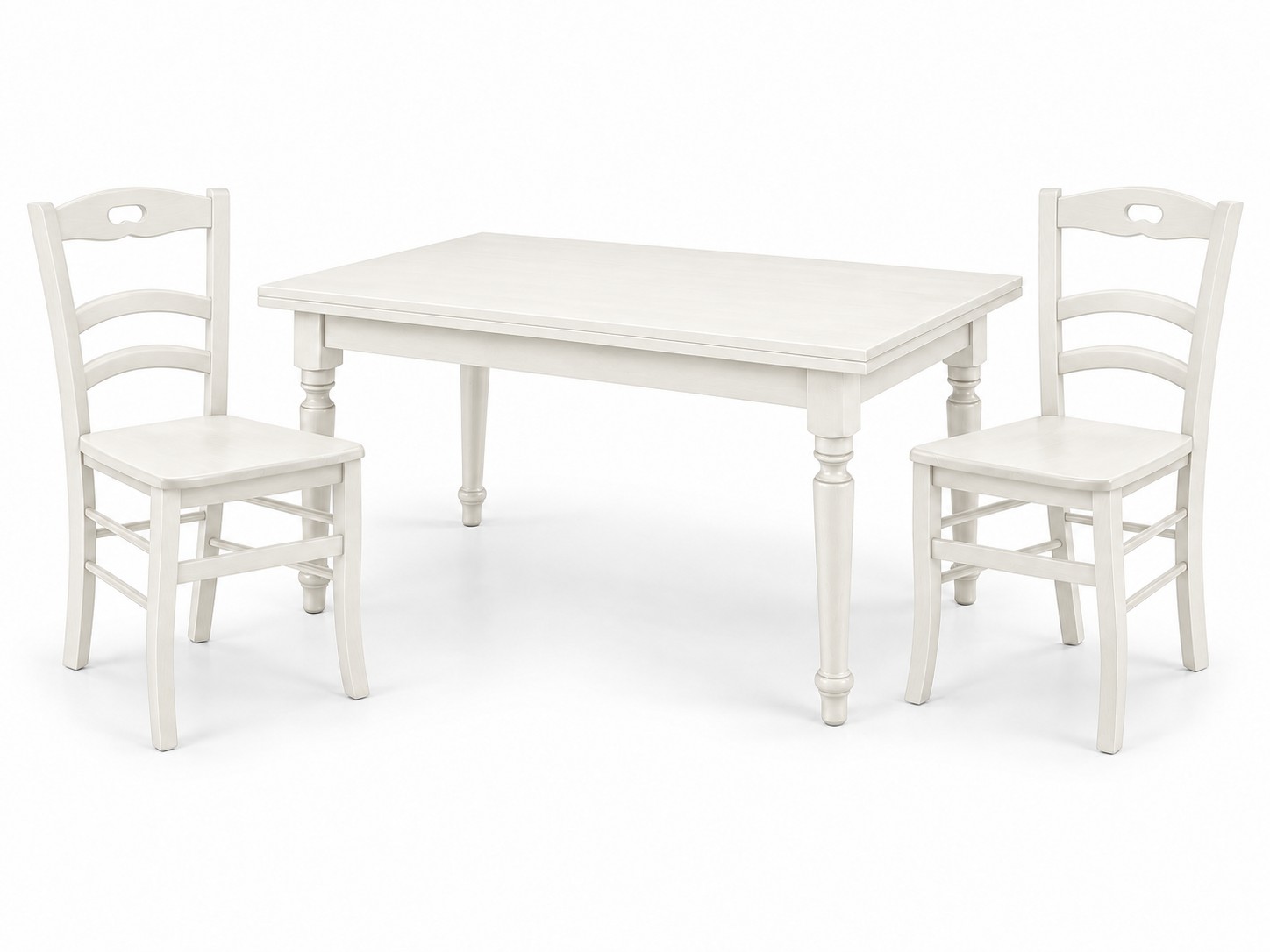 Set Tavolo rettangolare allungabile + Sedie Rochelle seduta massello Bianco