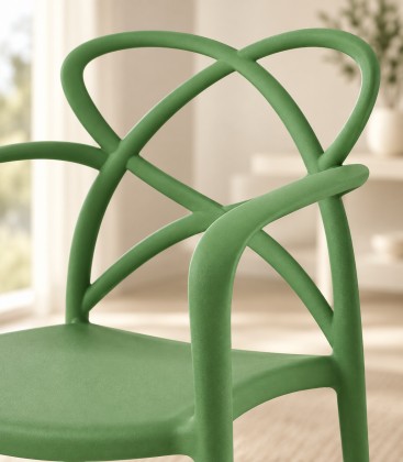 Sedia di Design in Polipropilene con Braccioli Avocado