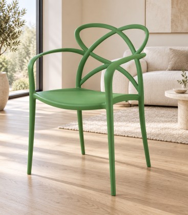 Sedia di Design in Polipropilene con Braccioli Avocado