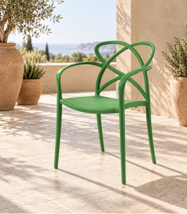 Sedia di Design in Polipropilene con Braccioli Avocado