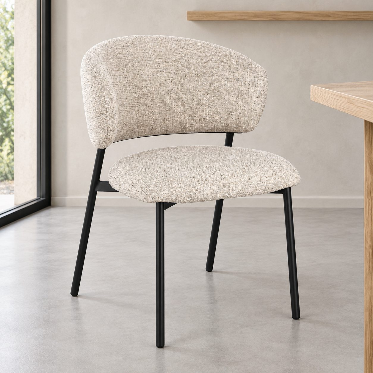 Sedia Prisca nero/sand – con rivestimento effetto mélange ambientato