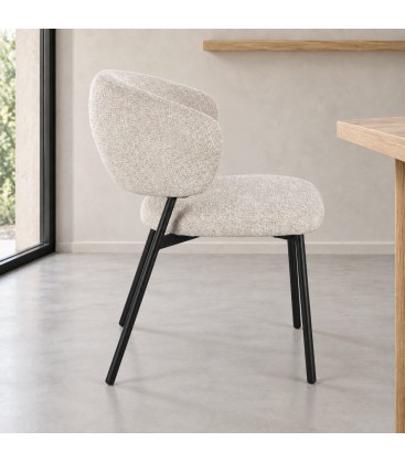 Sedia Prisca nero/sand – con rivestimento effetto mélange vista da un altra angolazione