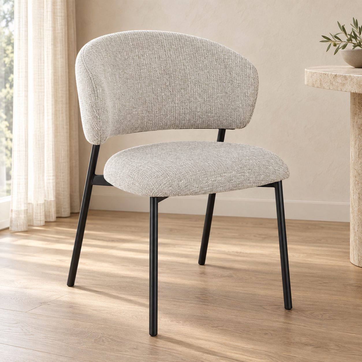 Sedia Prisca nero/rock – con rivestimento effetto mélange ambientato