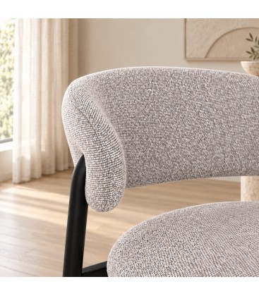 Dettaglio materiali e finiture di Sedia Cassandra nero/grigio – con rivestimento effetto bouclé