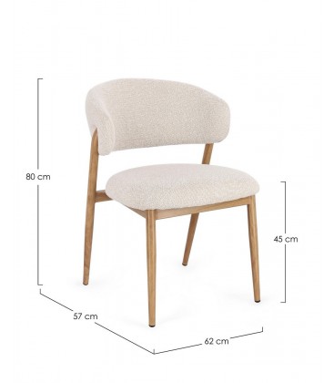 Sedia Cassandra naturale/lino – con rivestimento effetto bouclé dimensioni e misure