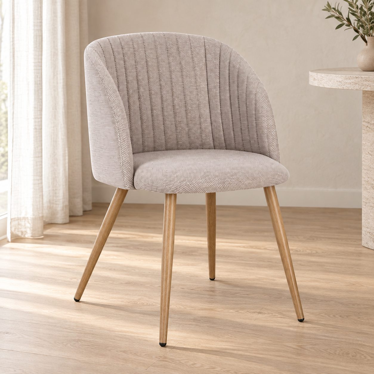Sedia Queen tortora/naturale – con gambe in acciaio