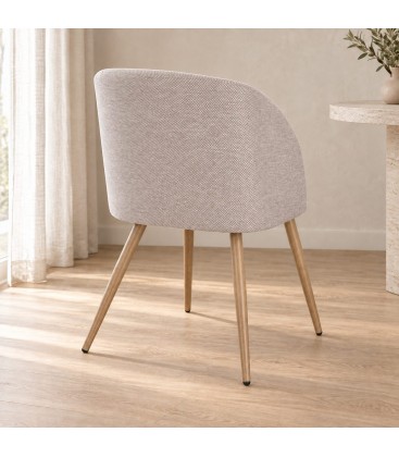 Sedia Queen tortora/naturale – con gambe in acciaio