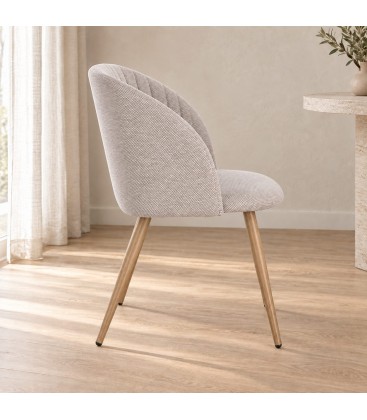 Sedia Queen tortora/naturale – con gambe in acciaio