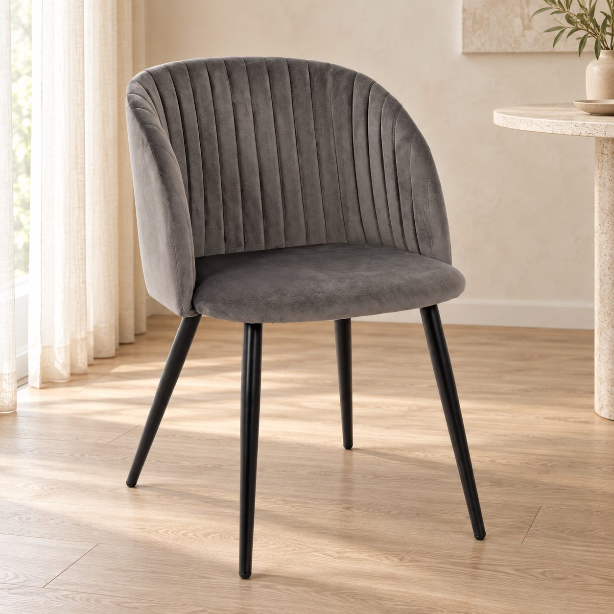 Sedia Queen velvet grigio cadetto – con rivestimento effetto velluto