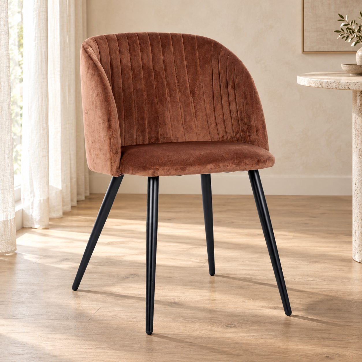 Sedia Queen velvet ruggine – con rivestimento effetto velluto
