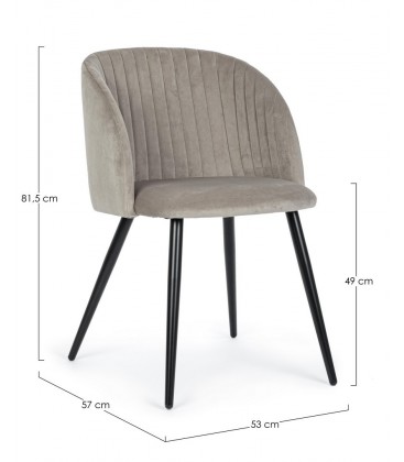 Sedia Queen velvet tortora – con rivestimento effetto velluto