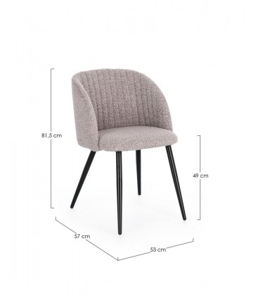 Sedia Queen visone – con rivestimento effetto bouclé dimensioni e misure