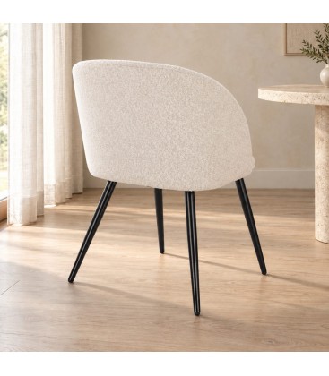 Sedia Queen avorio – con rivestimento effetto bouclé in una seconda ambientazione