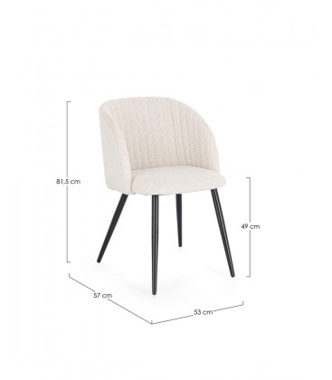 Sedia Queen avorio – con rivestimento effetto bouclé dimensioni e misure