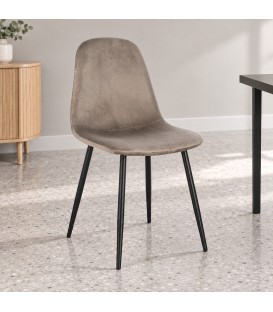 Sedia New Irelia nero/velluto tortora – con rivestimento in poliestere ambientato