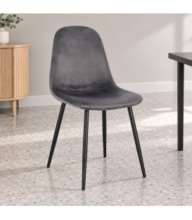 Sedia New Irelia nero/velluto grigio scuro – con rivestimento in poliestere ambientato