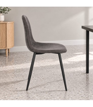 Sedia New Irelia nero/microfibra grigio scuro – con rivestimento in poliestere vista da un altra angolazione