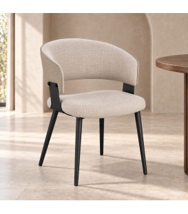 Sedia con braccioli Romy naturale – con rivestimento in poliestere ambientato