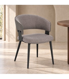 Sedia con braccioli Romy grigio – con rivestimento in poliestere ambientato