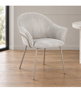 Sedia con braccioli Cassidy warm/grigio chiaro – con rivestimento in poliestere ambientato