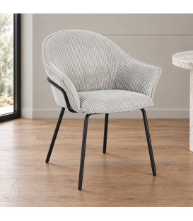 Sedia con braccioli Cassidy nero/grigio chiaro – con rivestimento in poliestere ambientato
