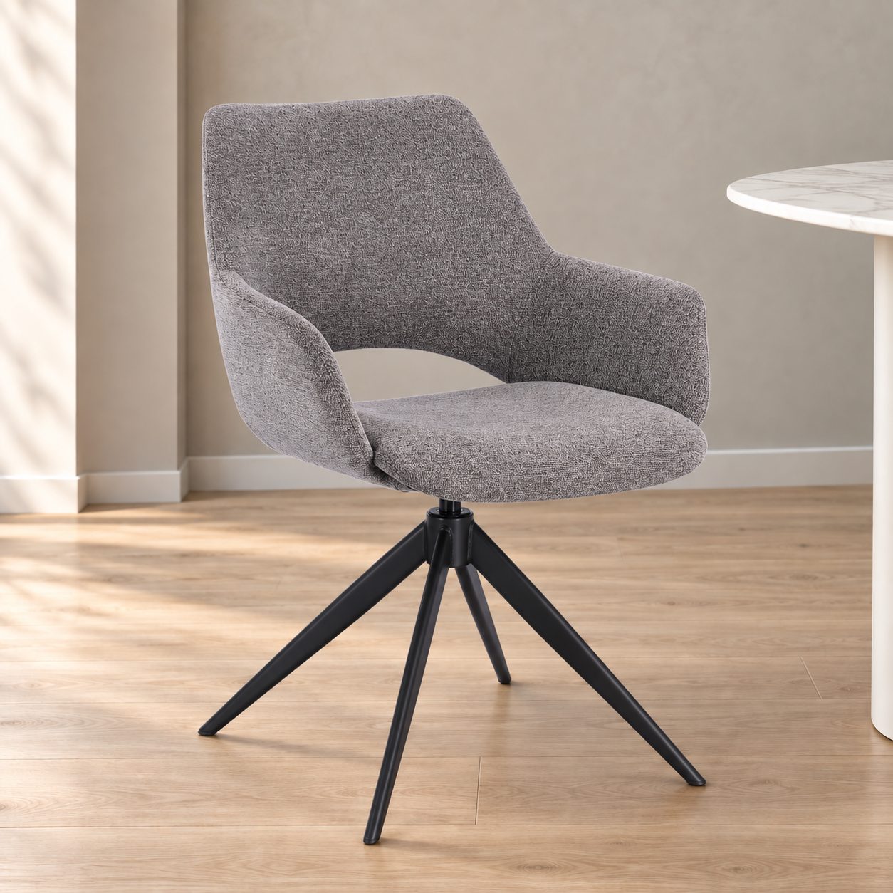 Sedia con braccioli Vivian grey – girevole a 360° ambientato