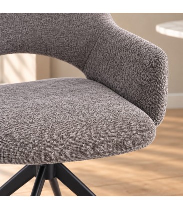 Dettaglio materiali e finiture di Sedia con braccioli Vivian grey – girevole a 360°