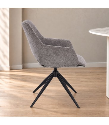 Sedia con braccioli Vivian grey – girevole a 360° vista da un altra angolazione