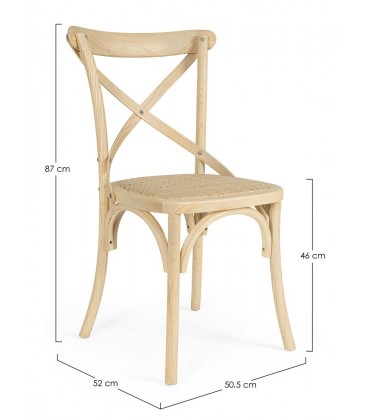 Sedia Cross naturale – con struttura in legno di olmo dimensioni e misure