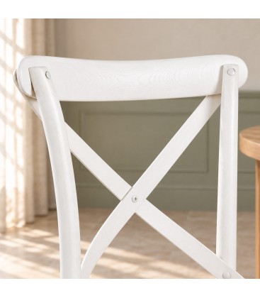 Dettaglio materiali e finiture di Sedia Cross bianco – con struttura in legno di olmo