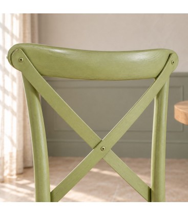 Dettaglio materiali e finiture di Sedia Cross verde – con struttura in legno di olmo