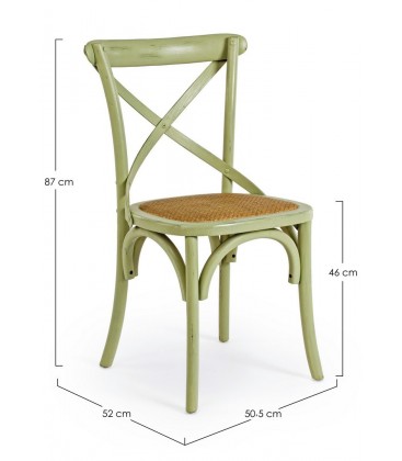 Sedia Cross verde – con struttura in legno di olmo dimensioni e misure