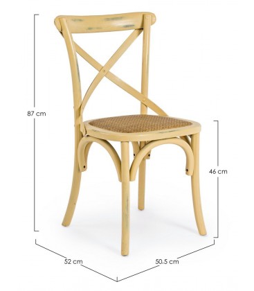 Sedia Cross ocra – con struttura in legno di olmo dimensioni e misure