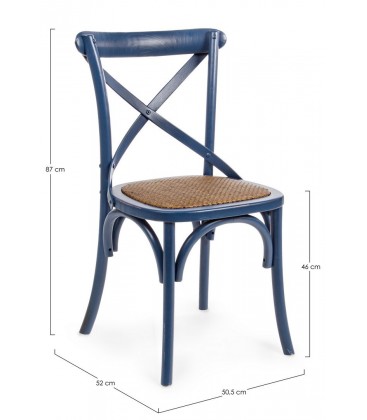 Sedia Cross blu – con struttura in legno di olmo dimensioni e misure