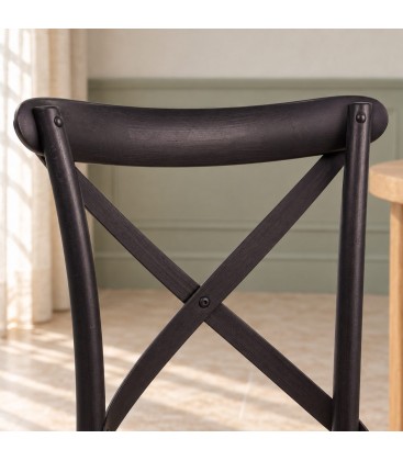 Dettaglio materiali e finiture di Sedia Cross nero – con struttura in legno di olmo