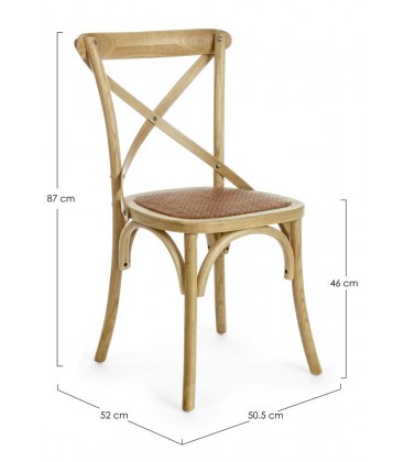 Sedia Cross marrone naturale – con struttura in legno di olmo dimensioni e misure