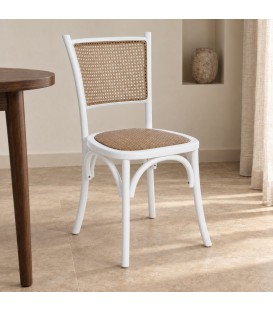 Sedia Carrel bianco – con struttura in legno di olmo ambientato