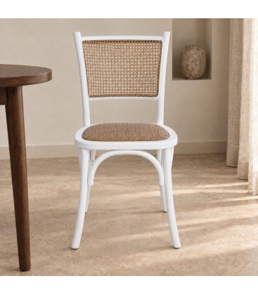 Sedia Carrel bianco – con struttura in legno di olmo vista da un altra angolazione