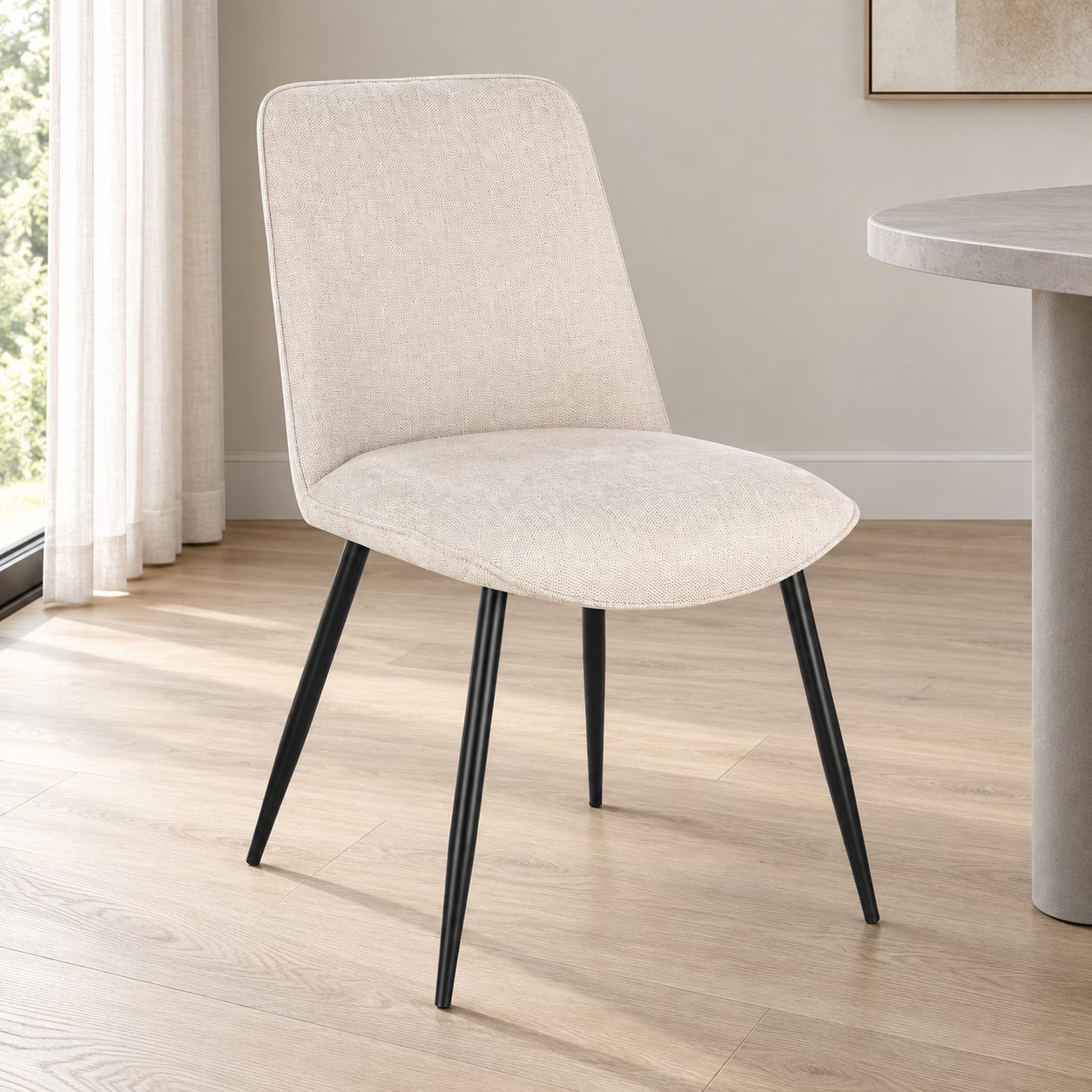 Sedia Cora nero/beige – con rivestimento in poliestere ambientato