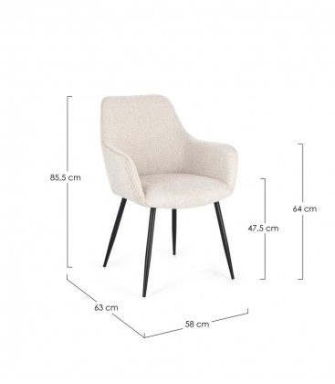 Sedia con braccioli Cora nero/beige – con rivestimento in poliestere dimensioni e misure