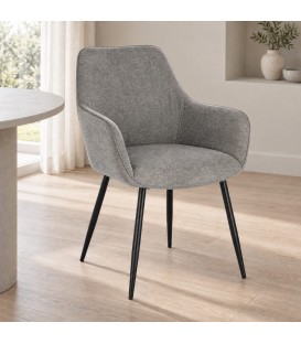 Sedia con braccioli Cora nero/grigio scuro – con rivestimento in poliestere ambientato