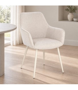 Sedia con braccioli Cora beige/beige – con rivestimento in poliestere