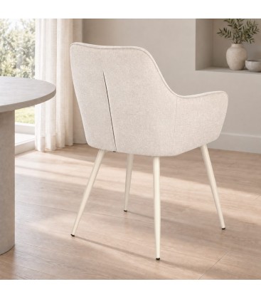 Sedia con braccioli Cora beige/beige – con rivestimento in poliestere