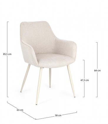 Sedia con braccioli Cora beige/beige – con rivestimento in poliestere