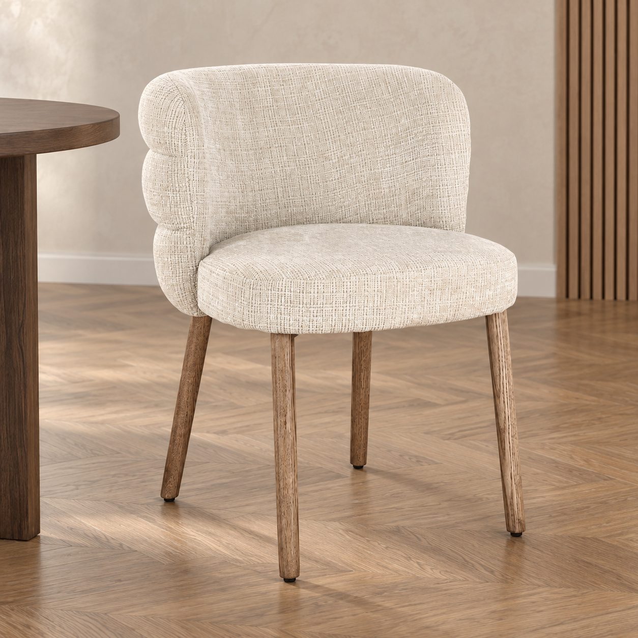 Sedia con braccioli Ilma lucente/rovere – con rivestimento in poliestere ambientato